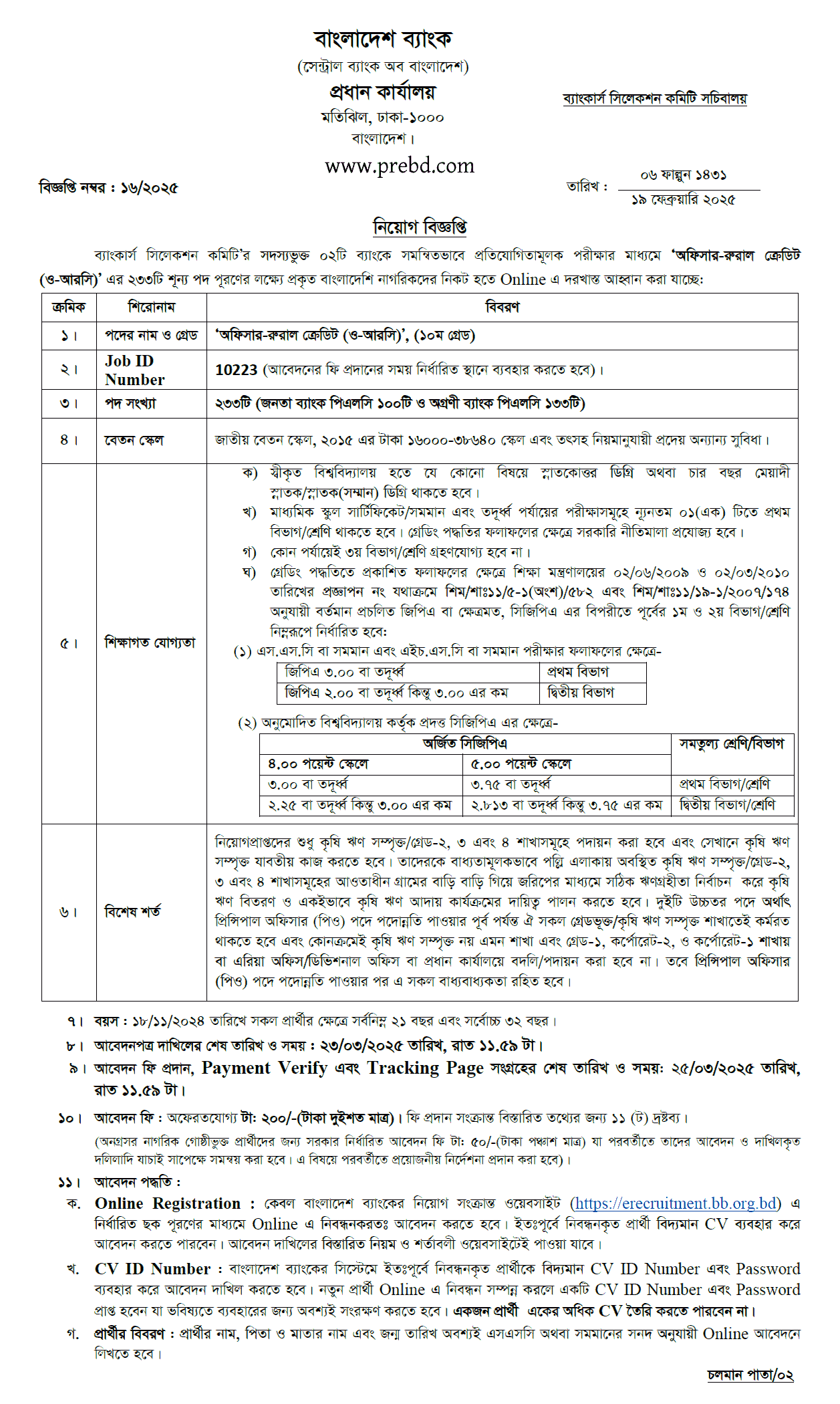 ২৩৩ পদে সমন্বিত ২ ব্যাংক এ নিয়োগ বিজ্ঞপ্তি